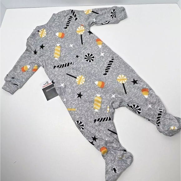 Baby Halloween Candy Romper Grey (NWT) Size: 0/3M - Candy Corn - Picture 9 of 10